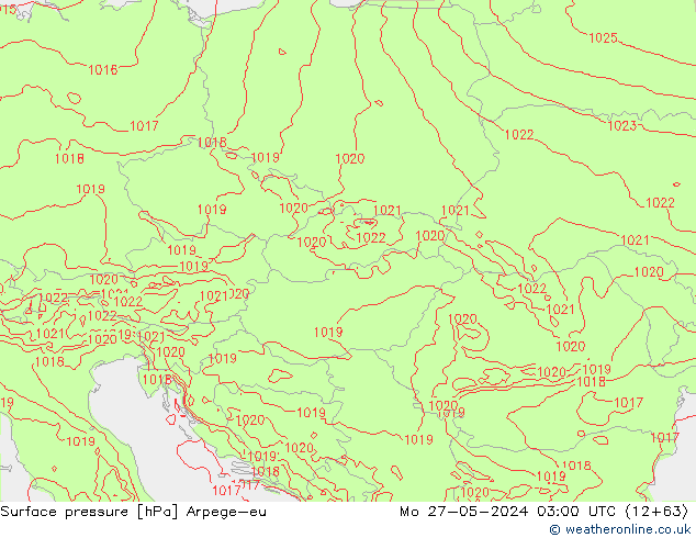 Surface pressure Arpege-eu Mo 27.05.2024 03 UTC