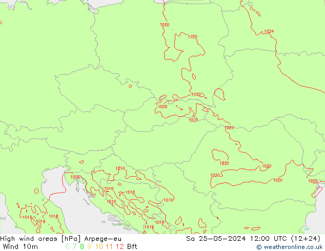 High wind areas Arpege-eu Sa 25.05.2024 12 UTC