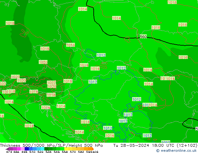 Thck 500-1000hPa Arpege-eu  28.05.2024 18 UTC