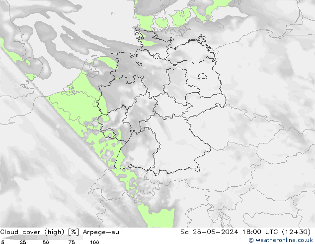 zachmurzenie (wysokie) Arpege-eu so. 25.05.2024 18 UTC