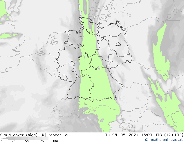 Bulutlar (yüksek) Arpege-eu Sa 28.05.2024 18 UTC