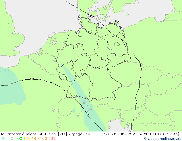 Jet stream/Height 300 hPa Arpege-eu Su 26.05.2024 00 UTC