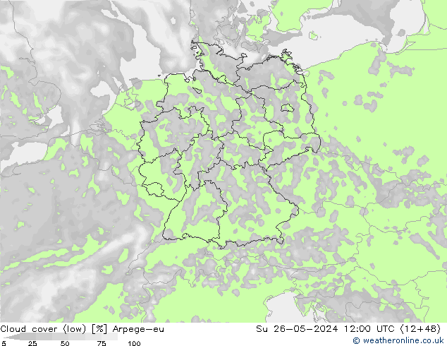 Bulutlar (düşük) Arpege-eu Paz 26.05.2024 12 UTC