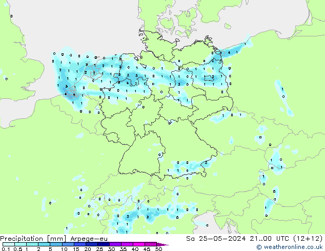 降水 Arpege-eu 星期六 25.05.2024 00 UTC