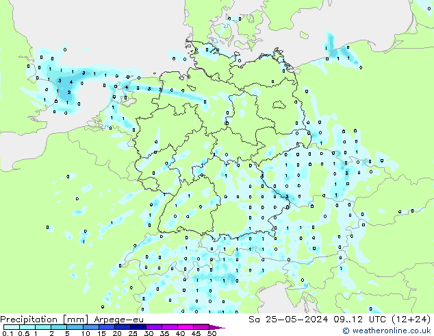 Precipitation Arpege-eu Sa 25.05.2024 12 UTC