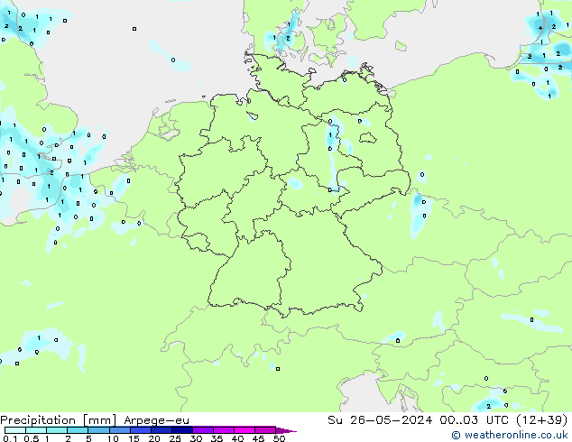 Precipitation Arpege-eu Su 26.05.2024 03 UTC