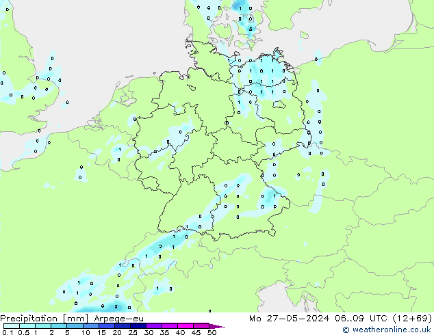 Precipitation Arpege-eu Mo 27.05.2024 09 UTC