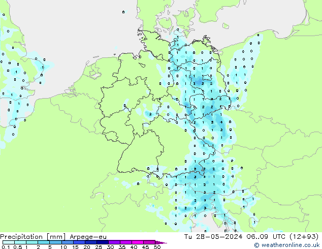 Precipitación Arpege-eu mar 28.05.2024 09 UTC