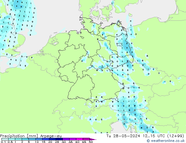 Precipitation Arpege-eu Tu 28.05.2024 15 UTC