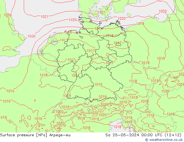 Surface pressure Arpege-eu Sa 25.05.2024 00 UTC