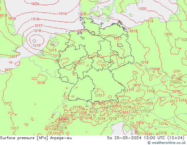 Surface pressure Arpege-eu Sa 25.05.2024 12 UTC