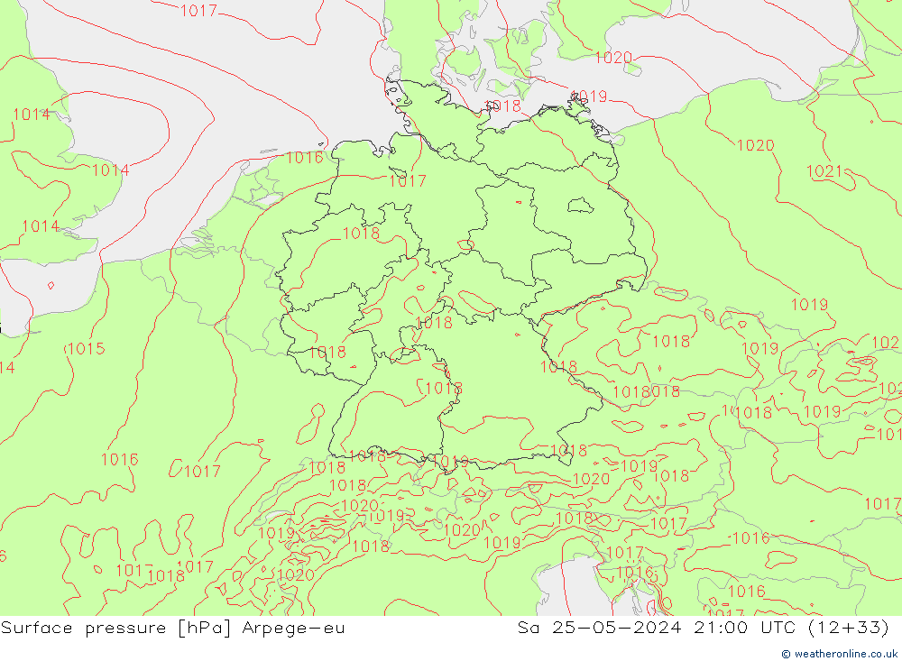 Yer basıncı Arpege-eu Cts 25.05.2024 21 UTC