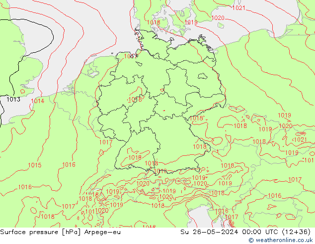 Atmosférický tlak Arpege-eu Ne 26.05.2024 00 UTC