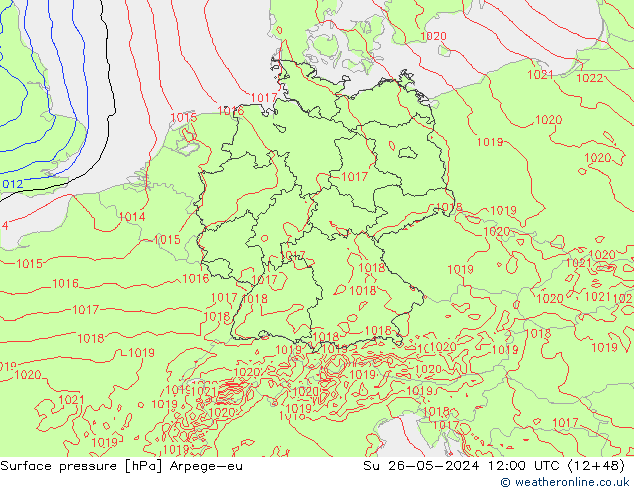 Surface pressure Arpege-eu Su 26.05.2024 12 UTC