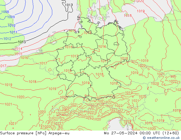 pressão do solo Arpege-eu Seg 27.05.2024 00 UTC