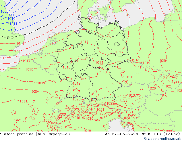 Surface pressure Arpege-eu Mo 27.05.2024 06 UTC