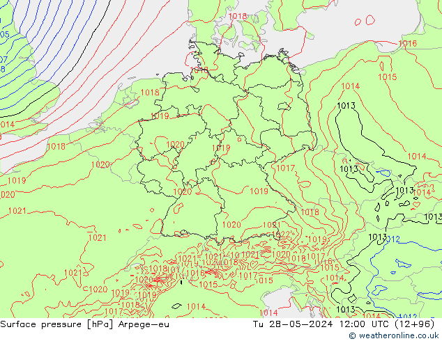 Surface pressure Arpege-eu Tu 28.05.2024 12 UTC