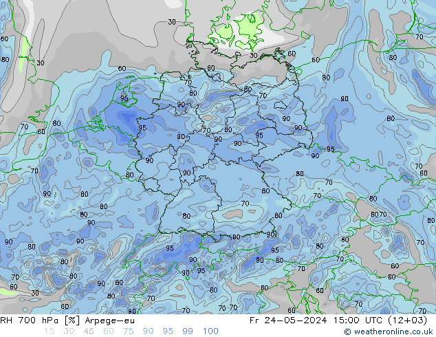 RH 700 hPa Arpege-eu pt. 24.05.2024 15 UTC