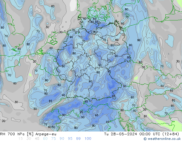 700 hPa Nispi Nem Arpege-eu Sa 28.05.2024 00 UTC