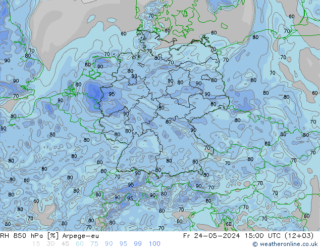 Humedad rel. 850hPa Arpege-eu vie 24.05.2024 15 UTC