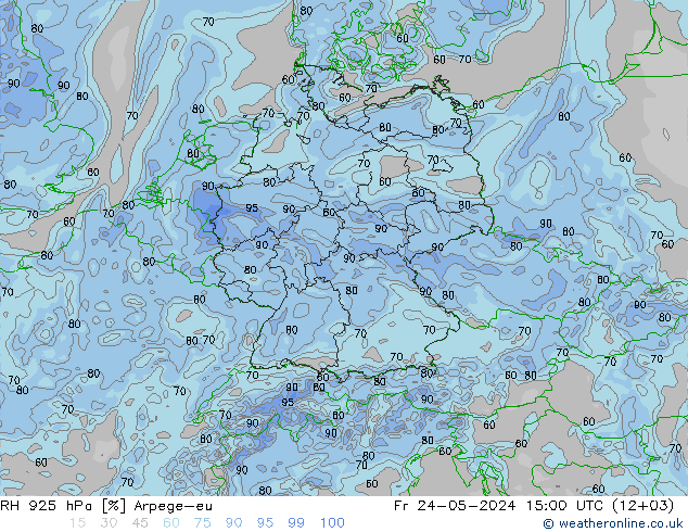 RH 925 hPa Arpege-eu Fr 24.05.2024 15 UTC