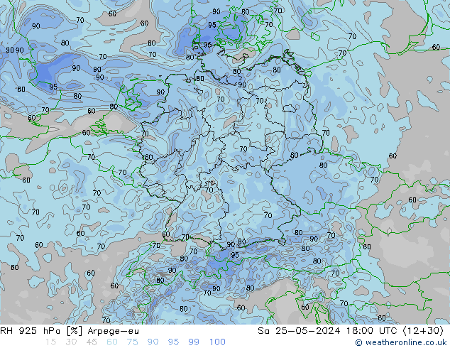 RH 925 hPa Arpege-eu Sa 25.05.2024 18 UTC