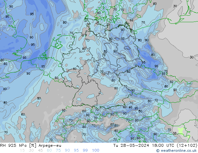 925 hPa Nispi Nem Arpege-eu Sa 28.05.2024 18 UTC