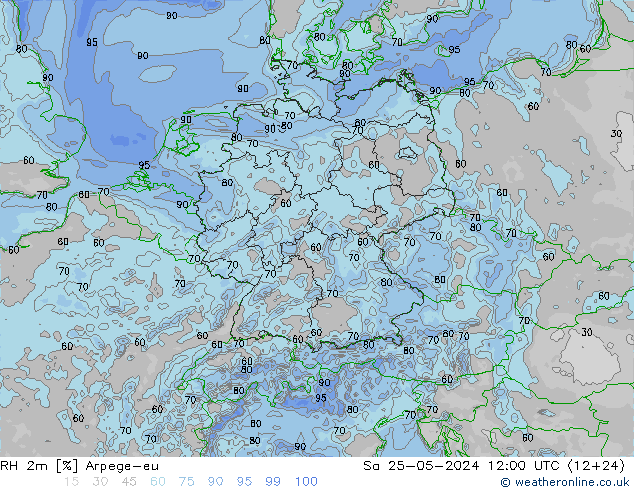 RH 2m Arpege-eu Sa 25.05.2024 12 UTC