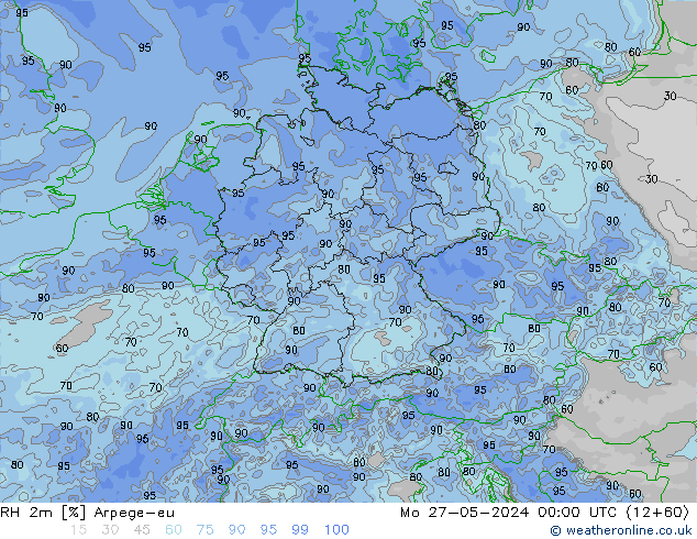 RH 2m Arpege-eu Mo 27.05.2024 00 UTC
