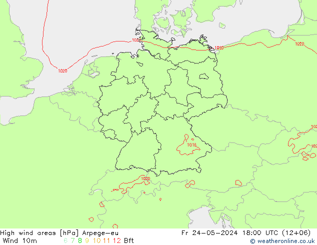 High wind areas Arpege-eu Fr 24.05.2024 18 UTC