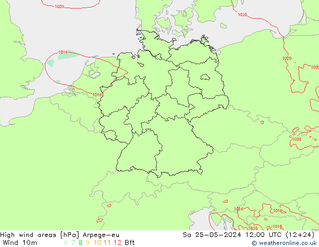 High wind areas Arpege-eu Sa 25.05.2024 12 UTC