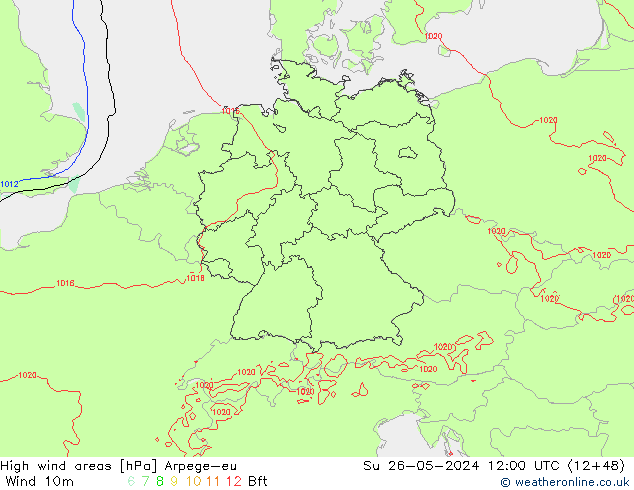 Windvelden Arpege-eu zo 26.05.2024 12 UTC