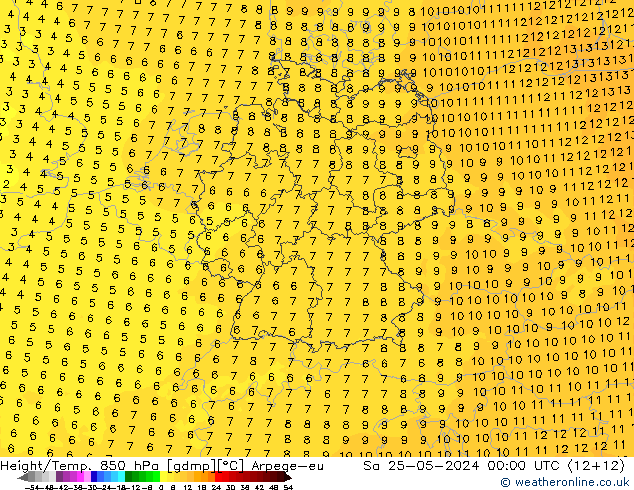 Height/Temp. 850 hPa Arpege-eu So 25.05.2024 00 UTC