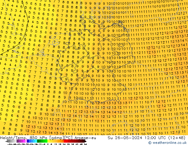 Yükseklik/Sıc. 850 hPa Arpege-eu Paz 26.05.2024 12 UTC