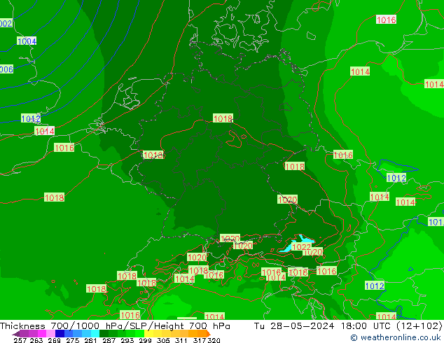 Thck 700-1000 hPa Arpege-eu Ter 28.05.2024 18 UTC