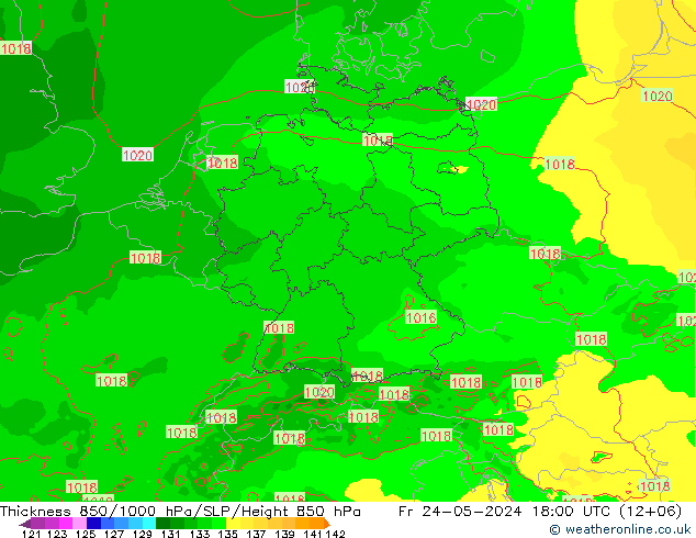 Thck 850-1000 гПа Arpege-eu пт 24.05.2024 18 UTC