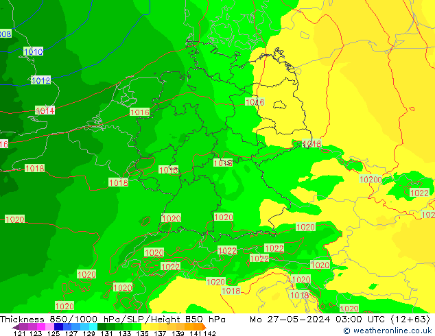 Thck 850-1000 hPa Arpege-eu Po 27.05.2024 03 UTC