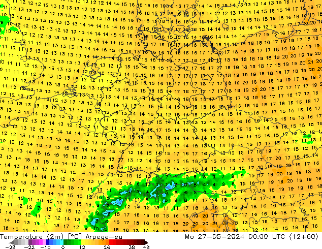 Temperatura (2m) Arpege-eu Seg 27.05.2024 00 UTC