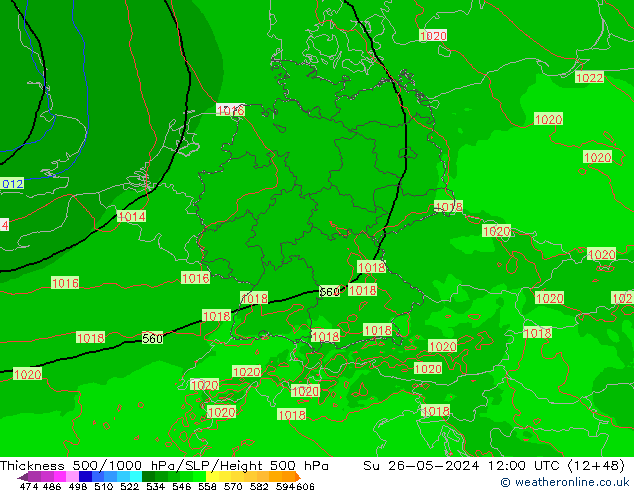 Thck 500-1000hPa Arpege-eu Dom 26.05.2024 12 UTC