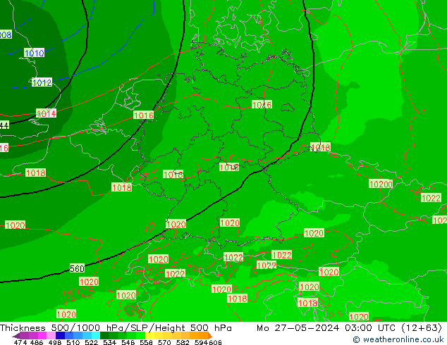 500-1000 hPa Kalınlığı Arpege-eu Pzt 27.05.2024 03 UTC