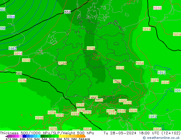 Dikte 500-1000hPa Arpege-eu di 28.05.2024 18 UTC