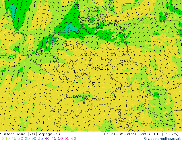 Surface wind Arpege-eu Fr 24.05.2024 18 UTC