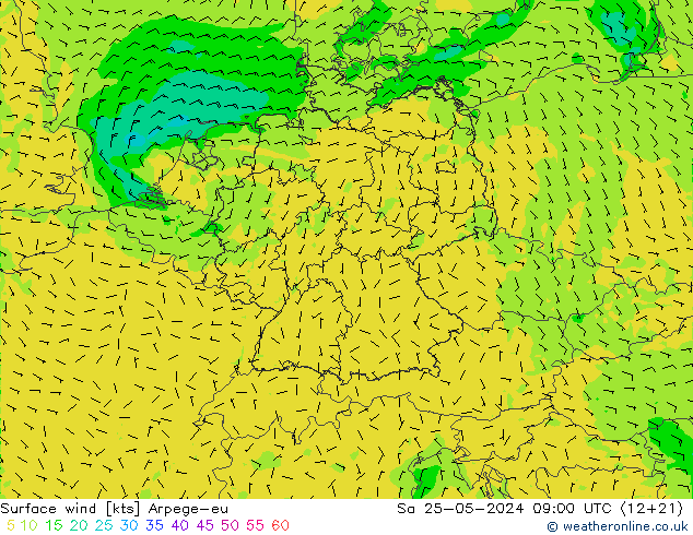 Surface wind Arpege-eu Sa 25.05.2024 09 UTC