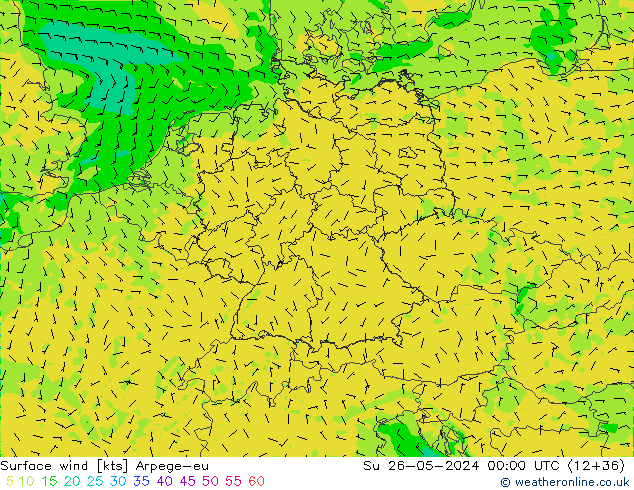 Vento 10 m Arpege-eu Dom 26.05.2024 00 UTC