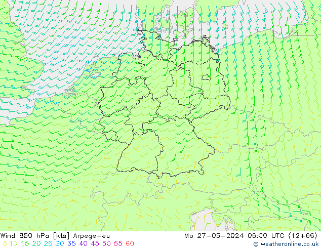 Vent 850 hPa Arpege-eu lun 27.05.2024 06 UTC