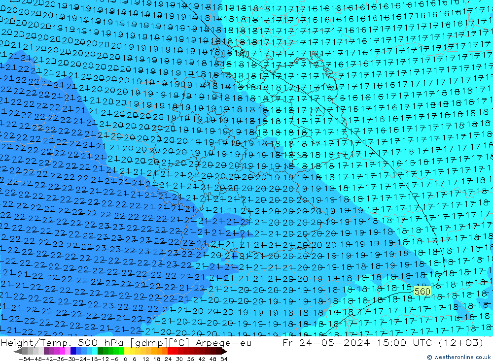 Height/Temp. 500 hPa Arpege-eu Fr 24.05.2024 15 UTC