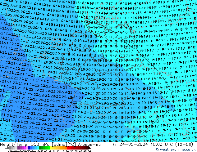 Height/Temp. 500 hPa Arpege-eu  24.05.2024 18 UTC