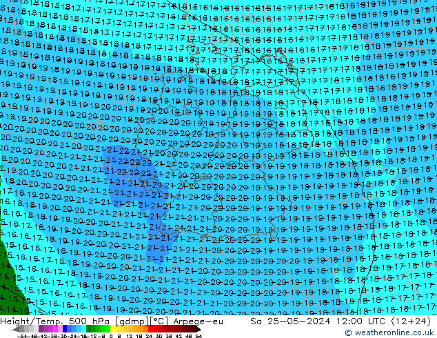 Geop./Temp. 500 hPa Arpege-eu sáb 25.05.2024 12 UTC