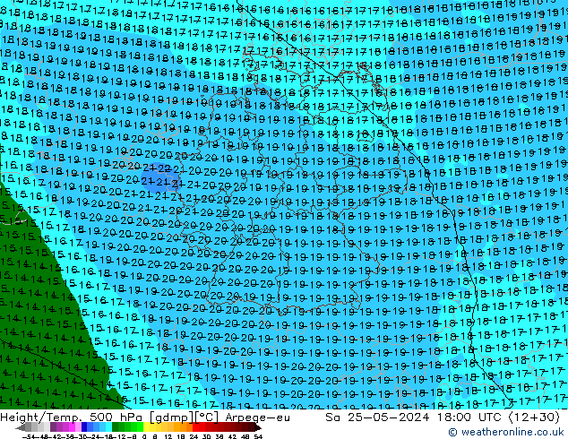 Height/Temp. 500 hPa Arpege-eu so. 25.05.2024 18 UTC