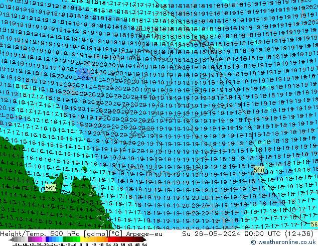 Height/Temp. 500 hPa Arpege-eu nie. 26.05.2024 00 UTC